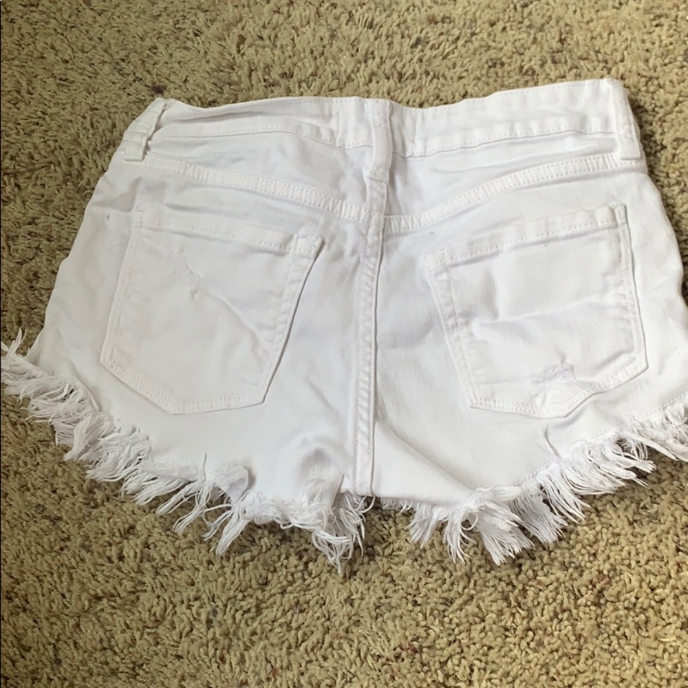 JUST USA White Fringe Shorts